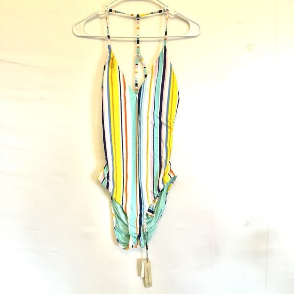 Nanette Lepore Women’s Size Large Open Back Striped One Piece Swimsuit Size L